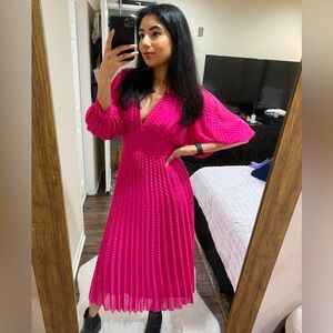 Pink pleated Asos Dress with removable lining